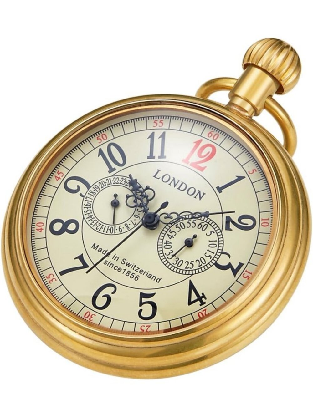 Vintage Copper Stainless Steel Mechanical Hand-Wind Pocket Watch for Men, London